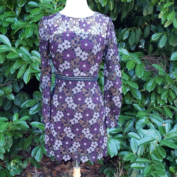 Cynthia Rowley Elegant Floral Lace Dress Small Lined Cocktail Peekaboo Waist - Picture 1 of 12